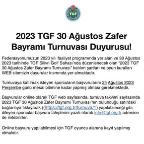 2023 TGF 30 Ağustos Zafer Bayramı Turnuvası Duyurusu!